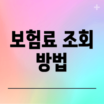 보험료 조회 방법