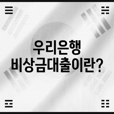 우리은행 비상금대출이란?