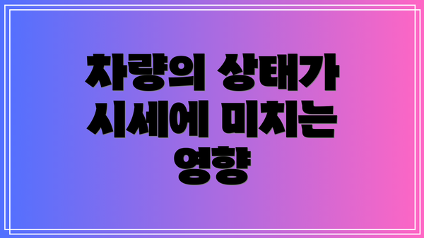 차량의 상태가 시세에 미치는 영향