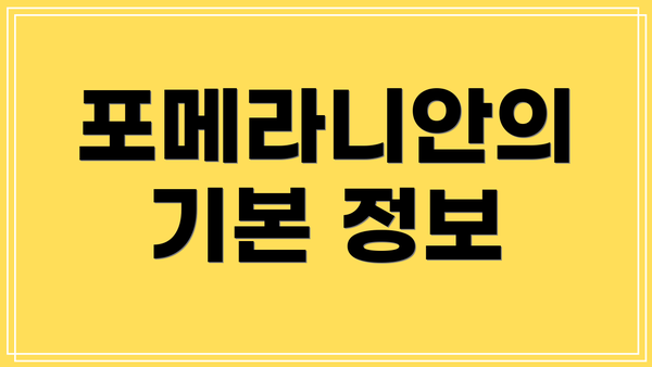 포메라니안의 기본 정보