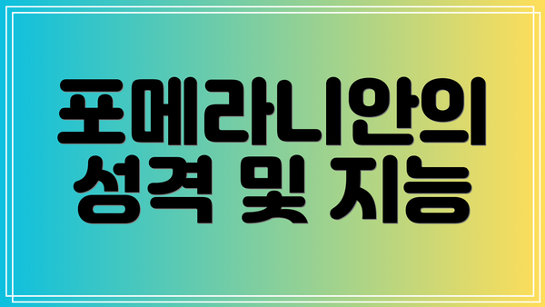 포메라니안의 성격 및 지능