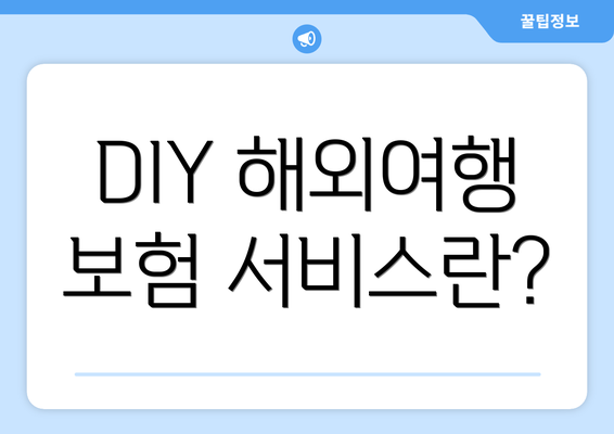 DIY 해외여행 보험 서비스란?