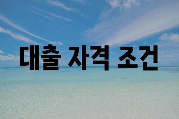 대출 자격 조건