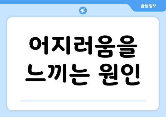 어지러움을 느끼는 원인