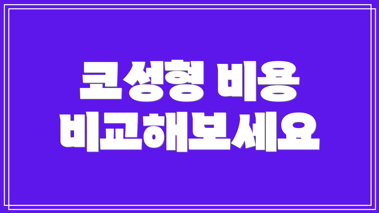 코성형 비용 비교해보세요