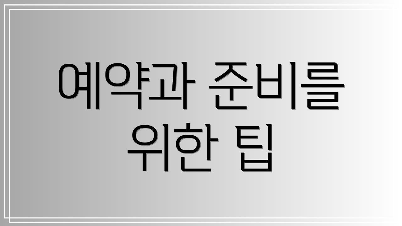 예약과 준비를 위한 팁