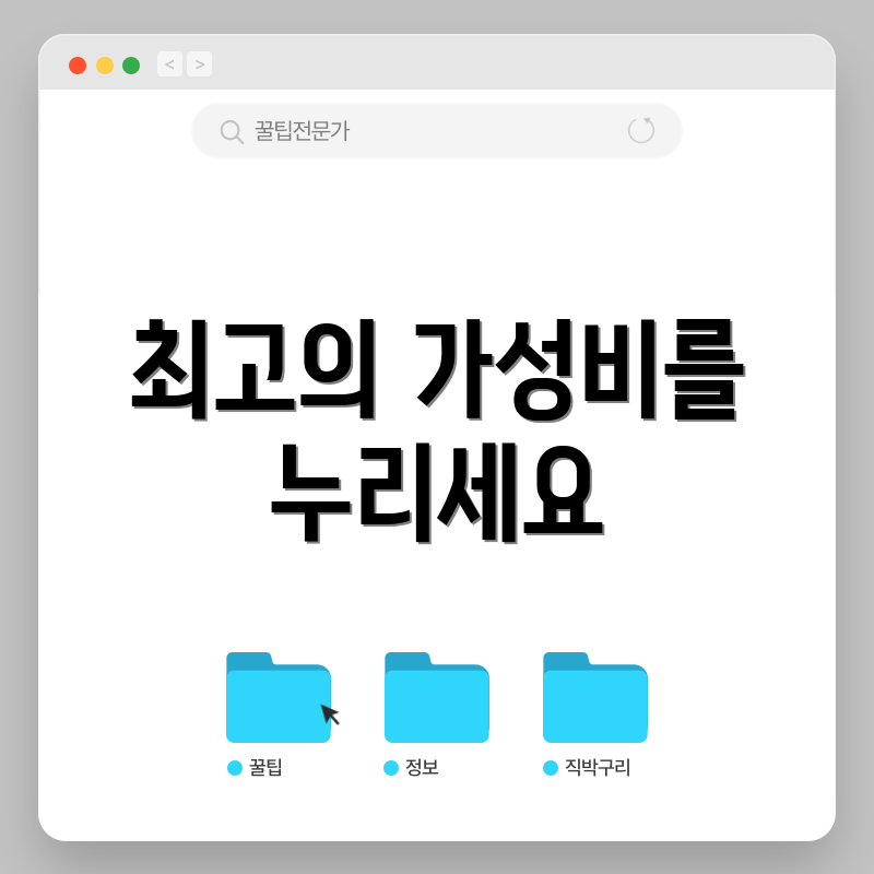 최고의 가성비를 누리세요