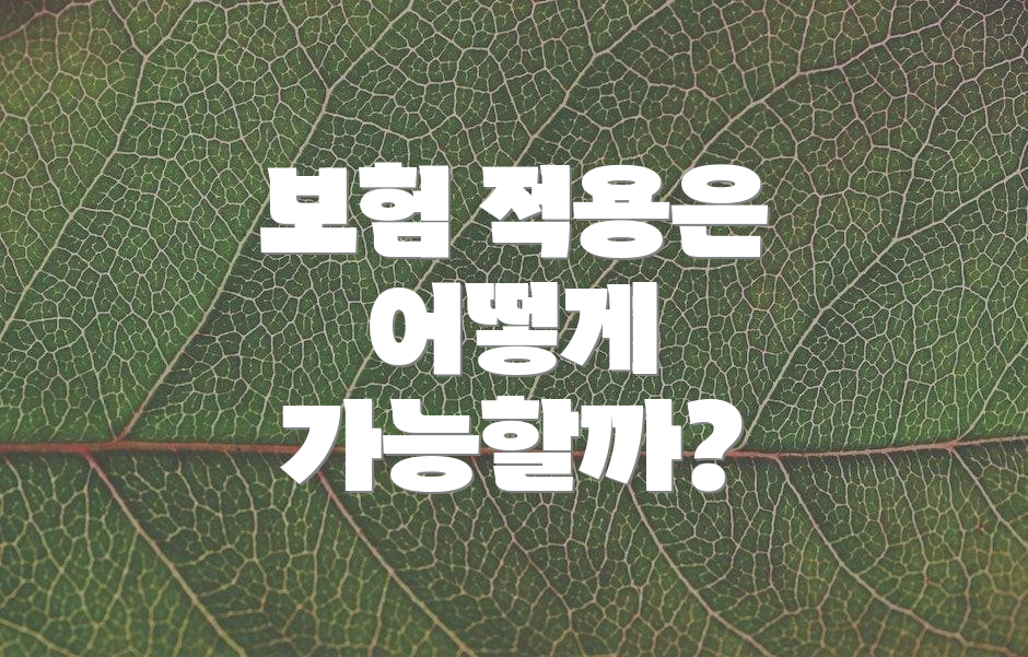 보험 적용은 어떻게 가능할까?